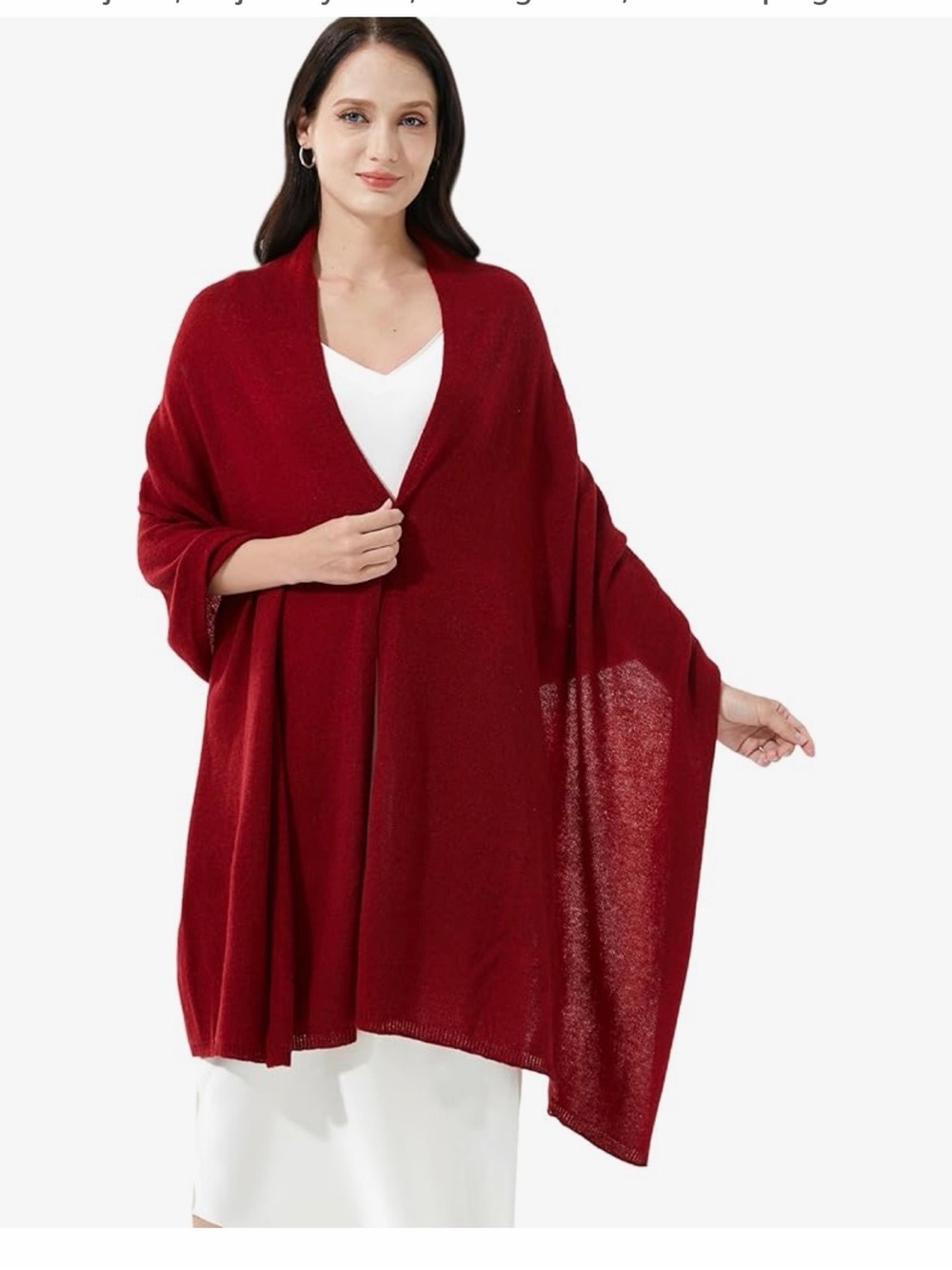 RYYOYY  Red Cashmere Wool Blend Scarf Wrap NWT